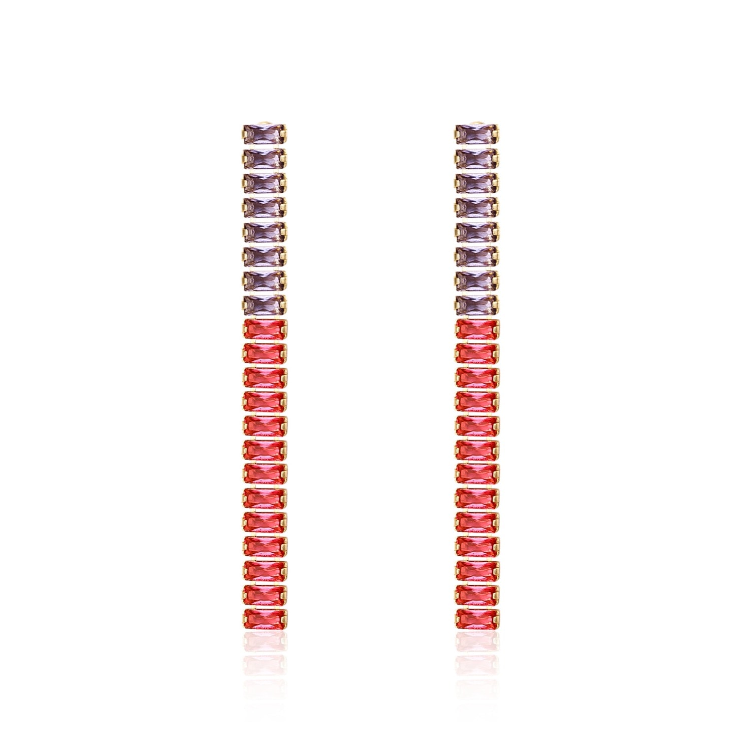 Rare Matters Jewelry Women's Red / Pink / Purple Red Purple Crystal Beam Earrings
