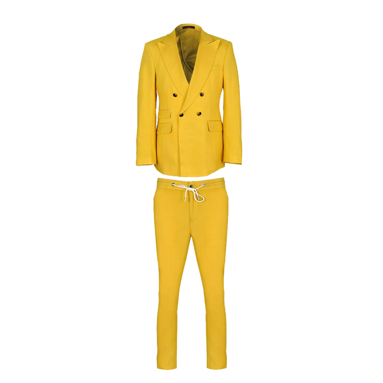 David Wej Men's Yellow / Orange Hugo Linen Double Breasted Suit - Mustard In Yellow/orange