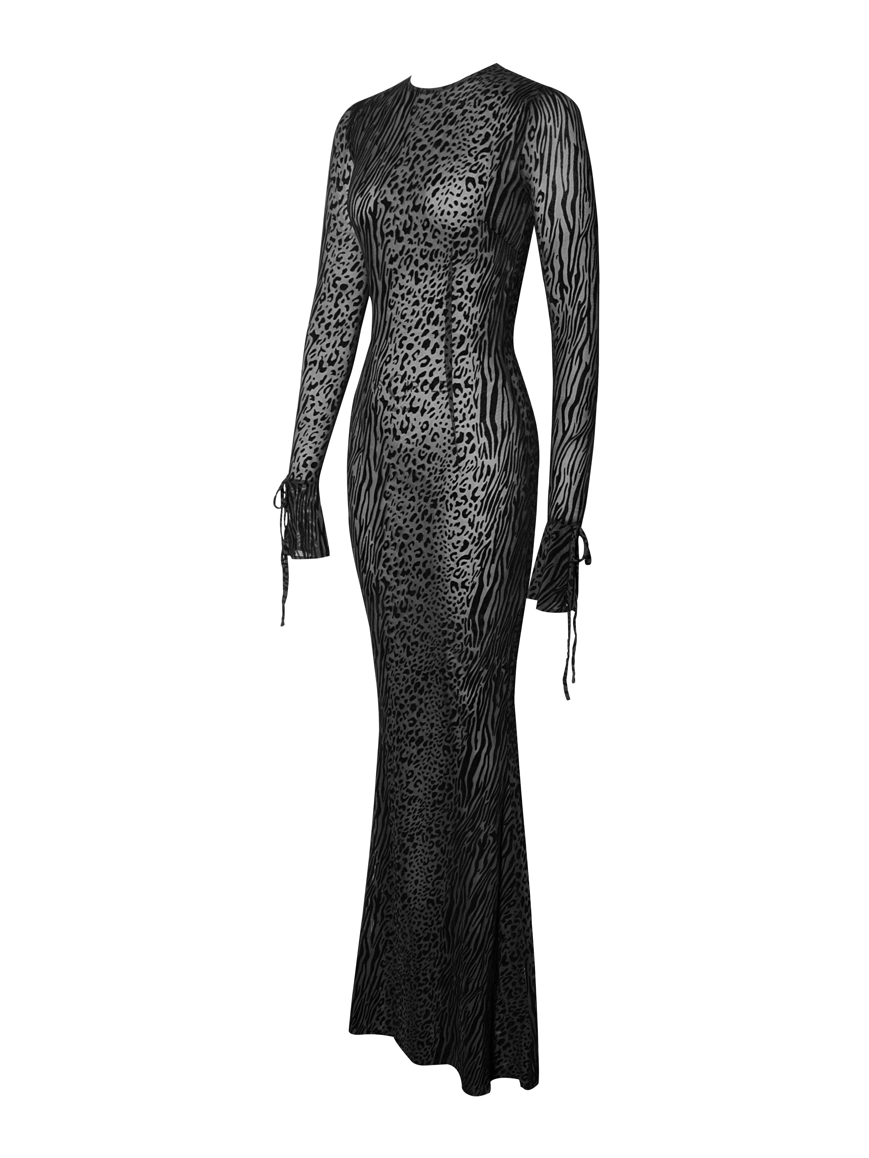 women waylynn burnout velvet detail mesh backless maxi dress Black Animal Print | Miss Circle New York Spaghetti Strap Backless Satin Weekly Deal-20260127 stretch velvet burnout mesh SIZE:M / 6-8