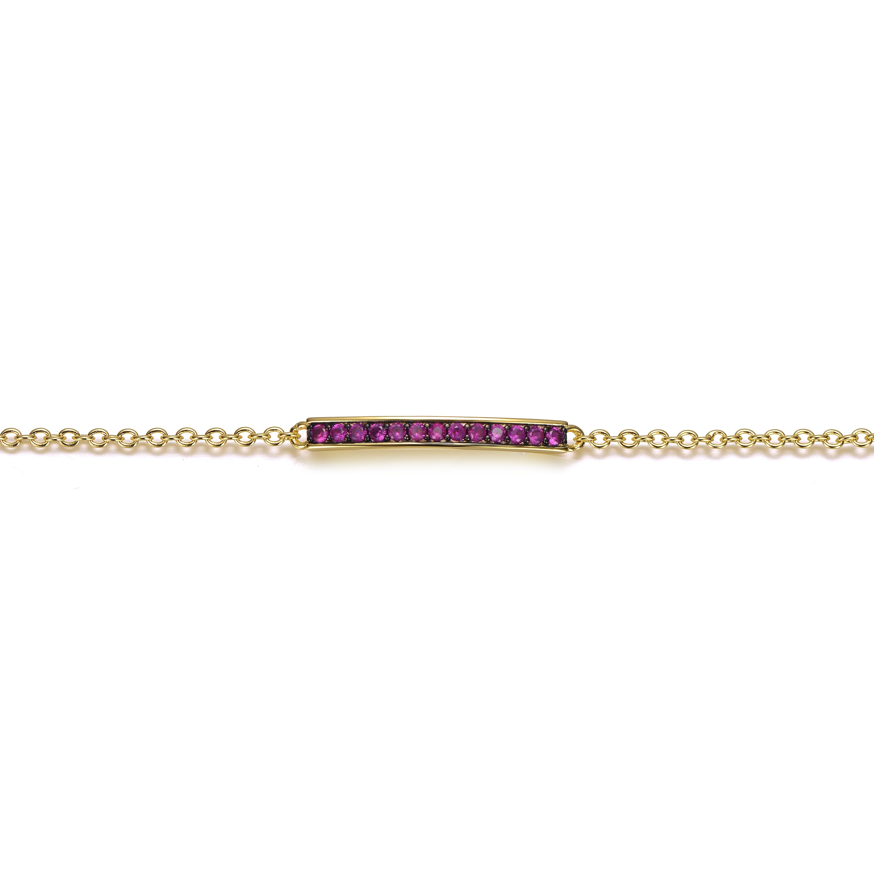 Genevive Jewelry Women's Yellow Gold Plated Red Cubic Zirconia Bar Bracelet In Gold