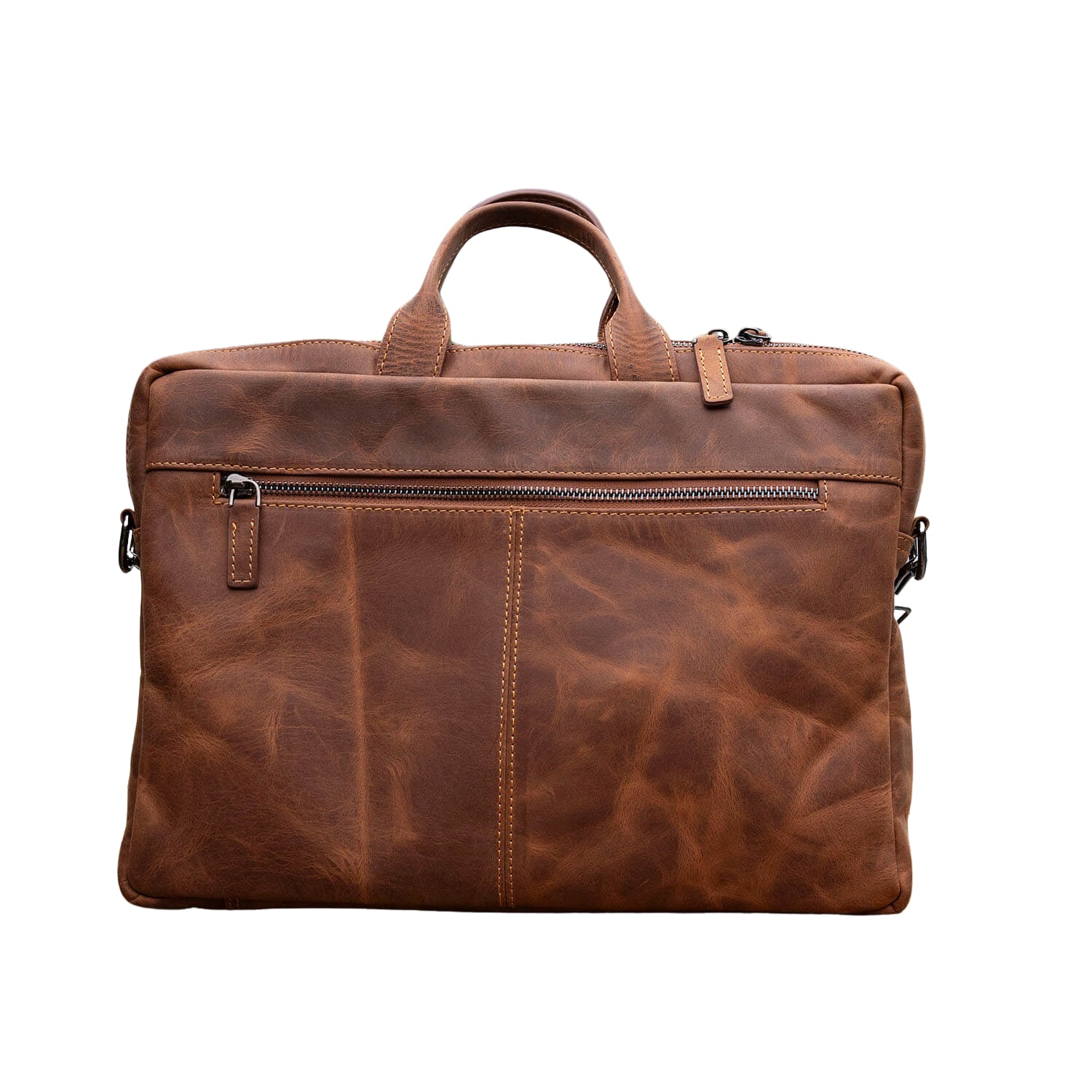 Leathere Women's Classic Leather Laptop Bag - Dark Brown - Hollywood