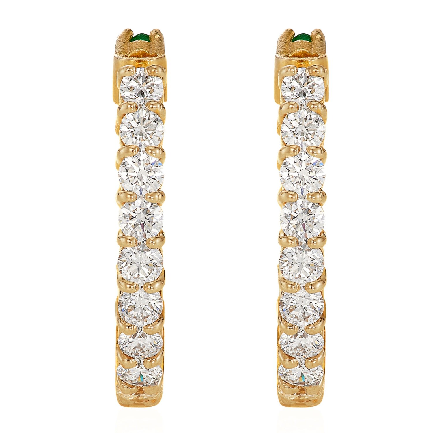 Women’s Gold / Green Diamond Emerald Hoops Solid 18 K Gold - Wear 2 Ways Mirayama
