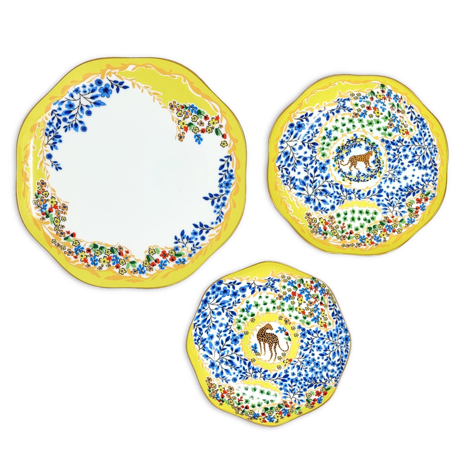 Yellow / Orange Yellow Garden Bone China Plates, Set Of Three Jessie Zhao New York