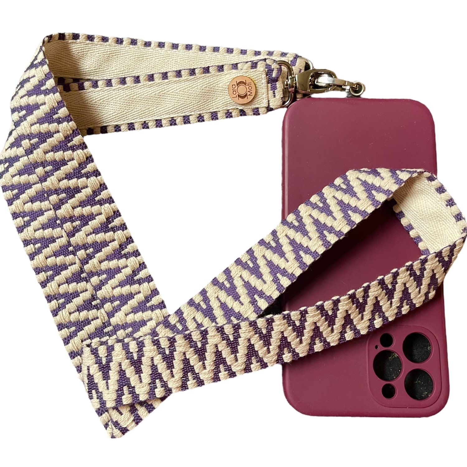 Pink / Purple Purple And Cream Zigzag Strap For Movile Phone Lara Moti