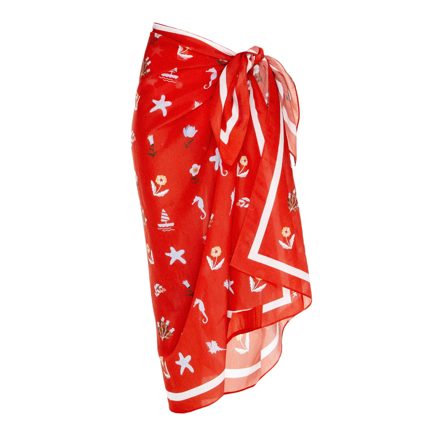 Jessie Zhao New York Women's Beach Sarong Wrap - Red Tides In Red