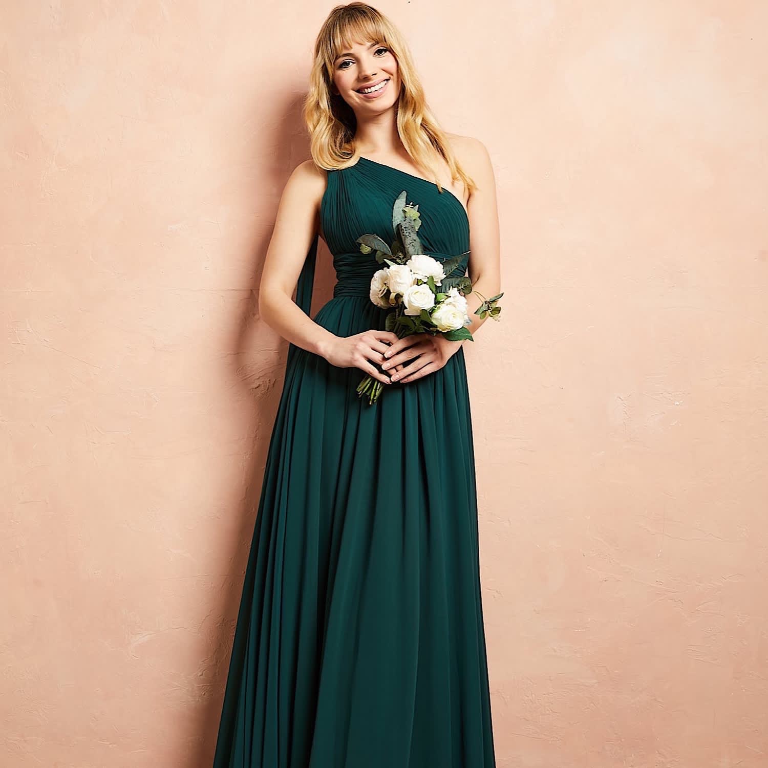 Forest green chiffon dress clearance