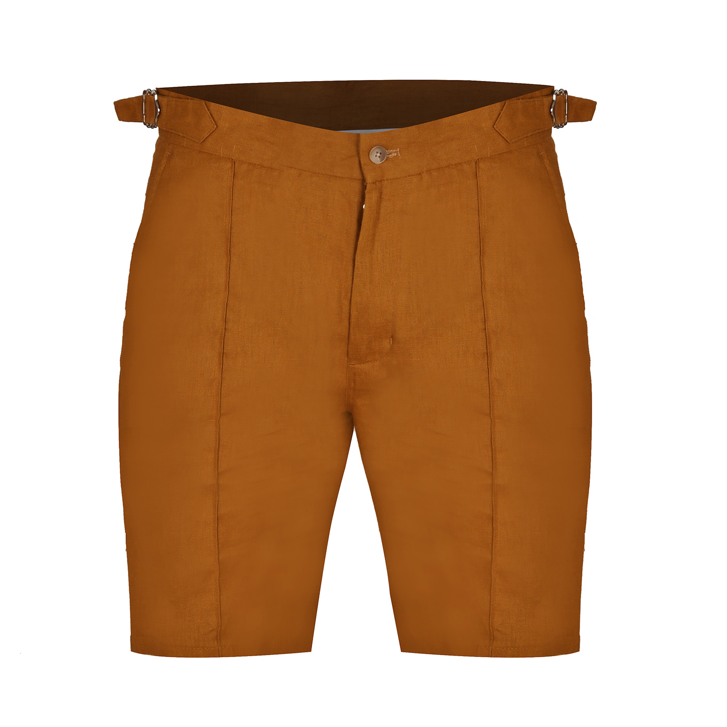 David Wej Men's Yellow / Orange Hugo Linen Short With Side Adjuster - Mustard