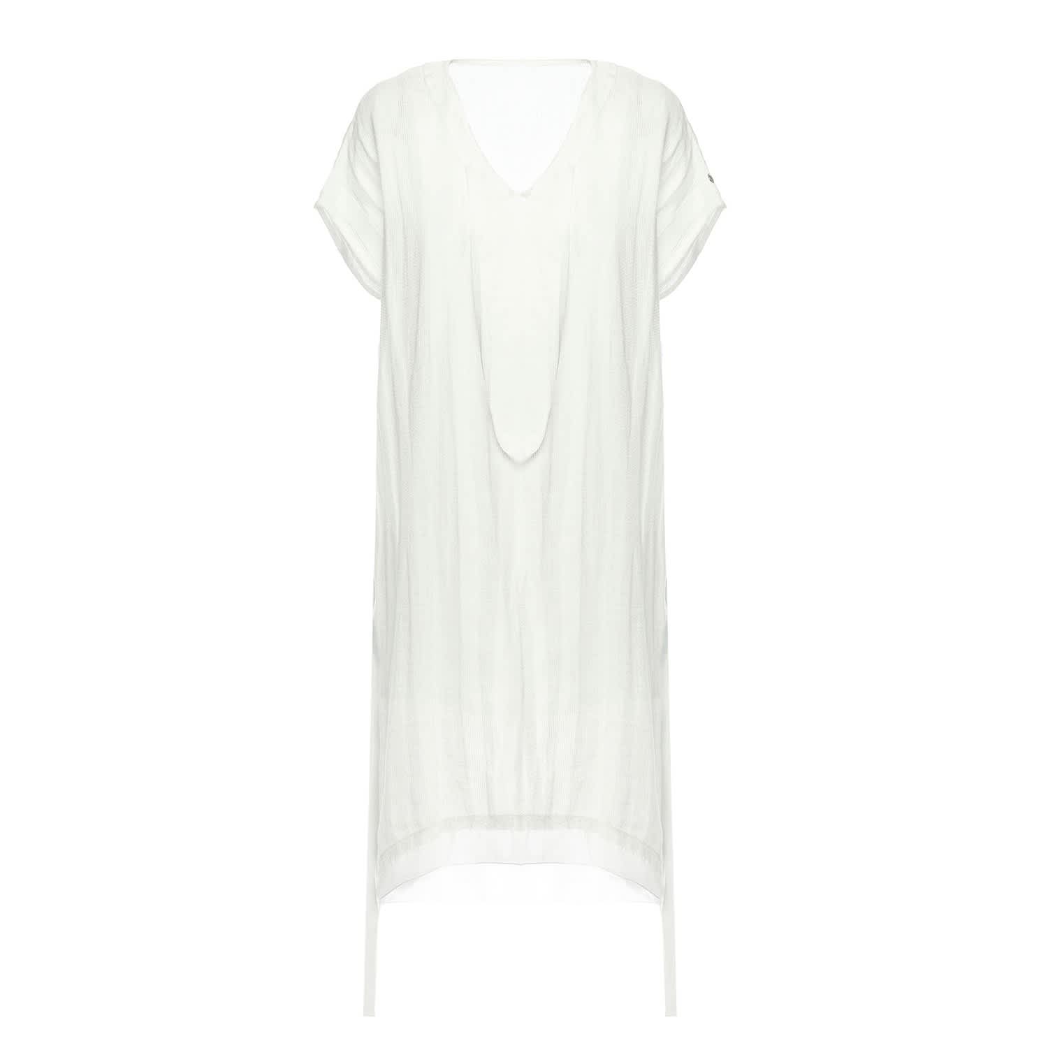 Linen Dress With Side Strips Nissa Wolf Badger