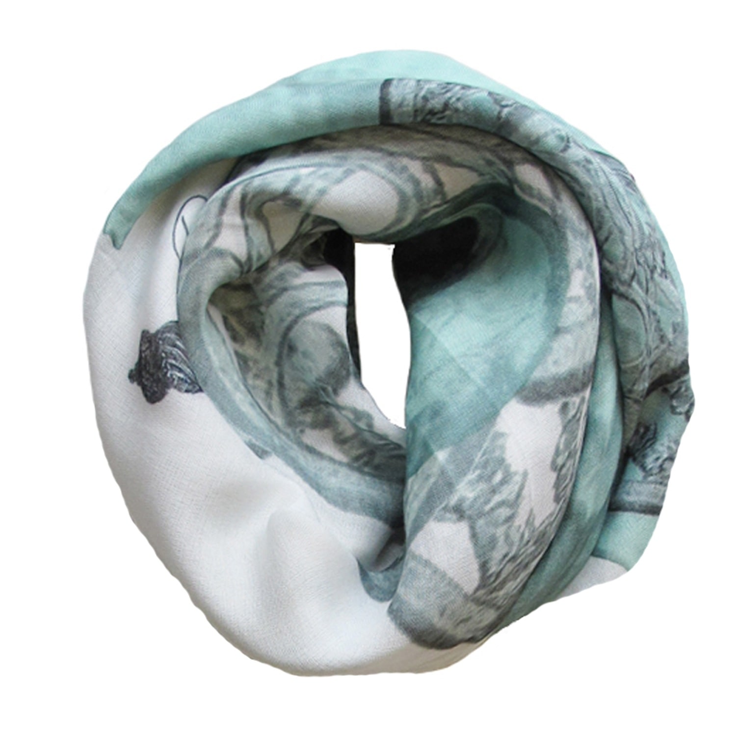 ALVA-NORGE - Guns Turquoise Wool & Cashmere Scarf