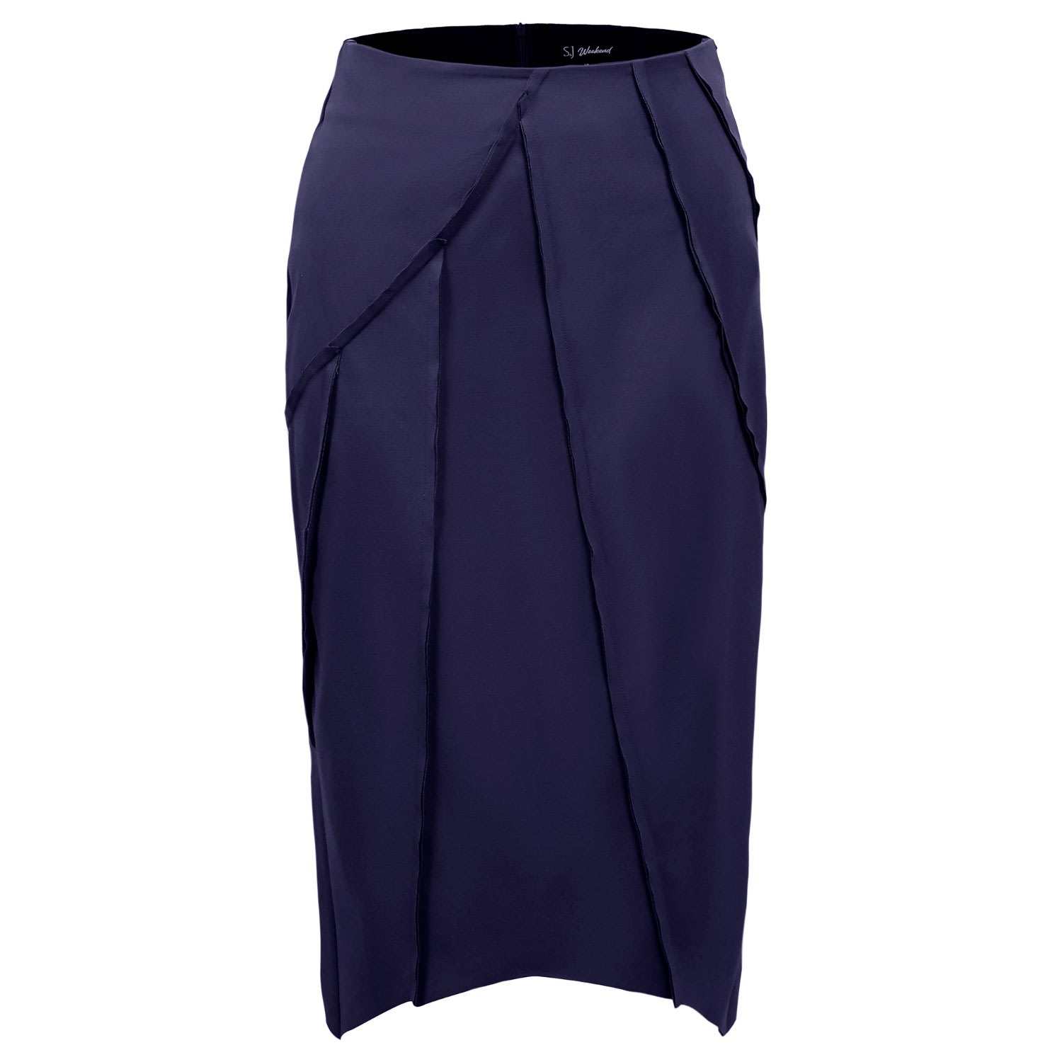 Smart And Joy Women's Blue Asymmetric Structural Lines Skirt - Navy In Blue
