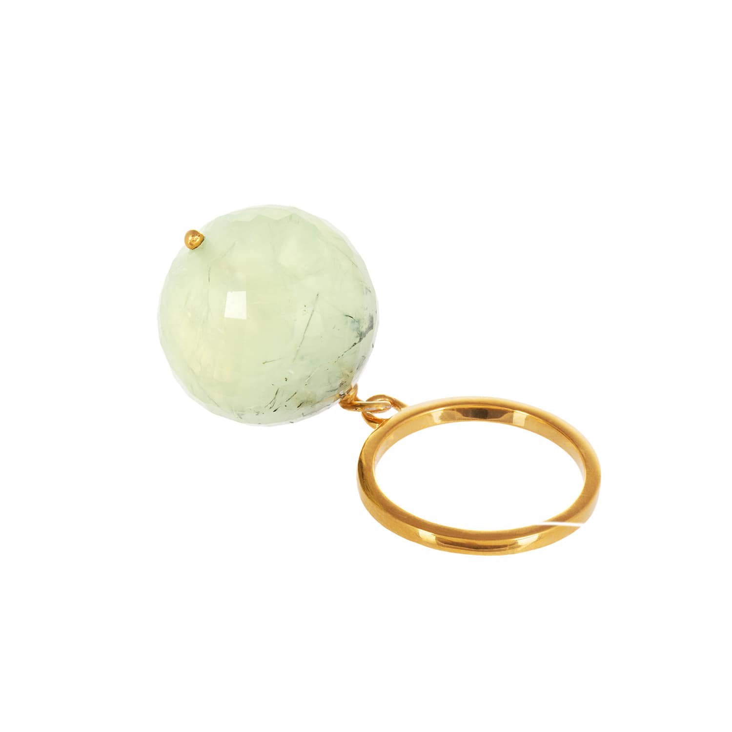 Amadeus Women's Gold / Green Bubble Green Aventurine Ring - Adjustable