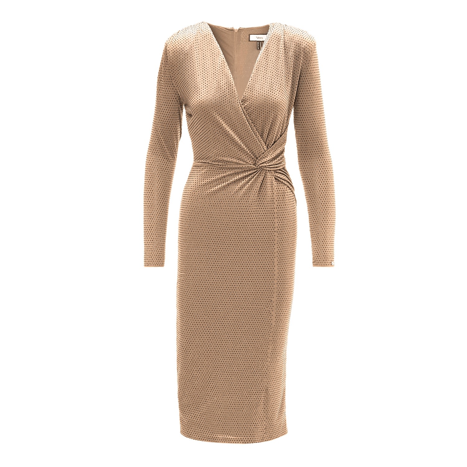 Women’s Neutrals Stud-Embellished Midi Dress Beige Xxs Nissa