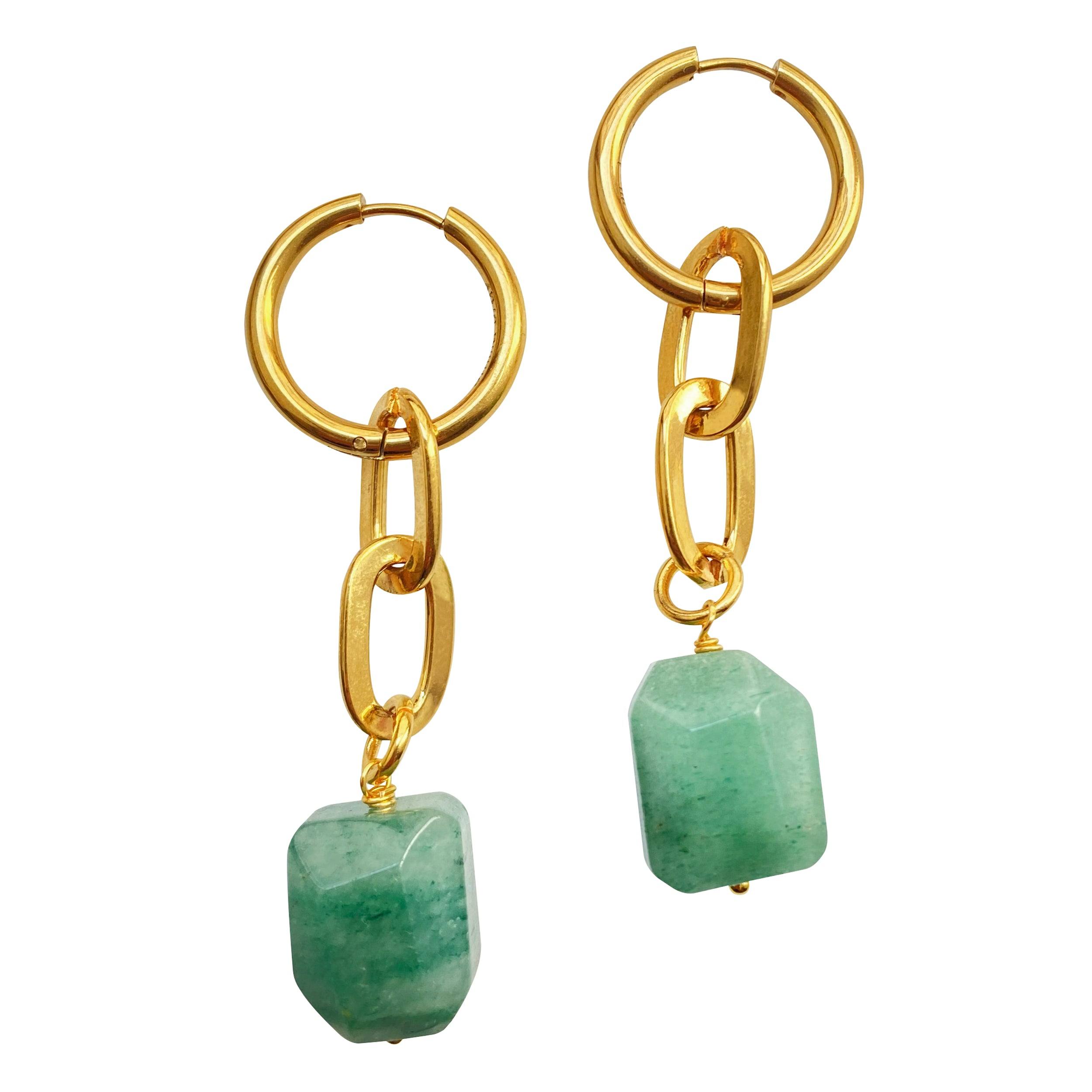 Smilla Brav Women's Gold / Green Jade Earrings Joan