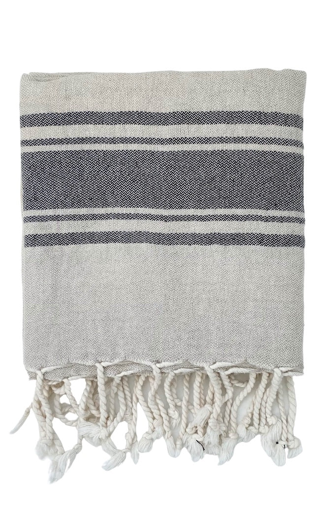 Black Noemie Hammam Towel - Charcoal One Size Ailera