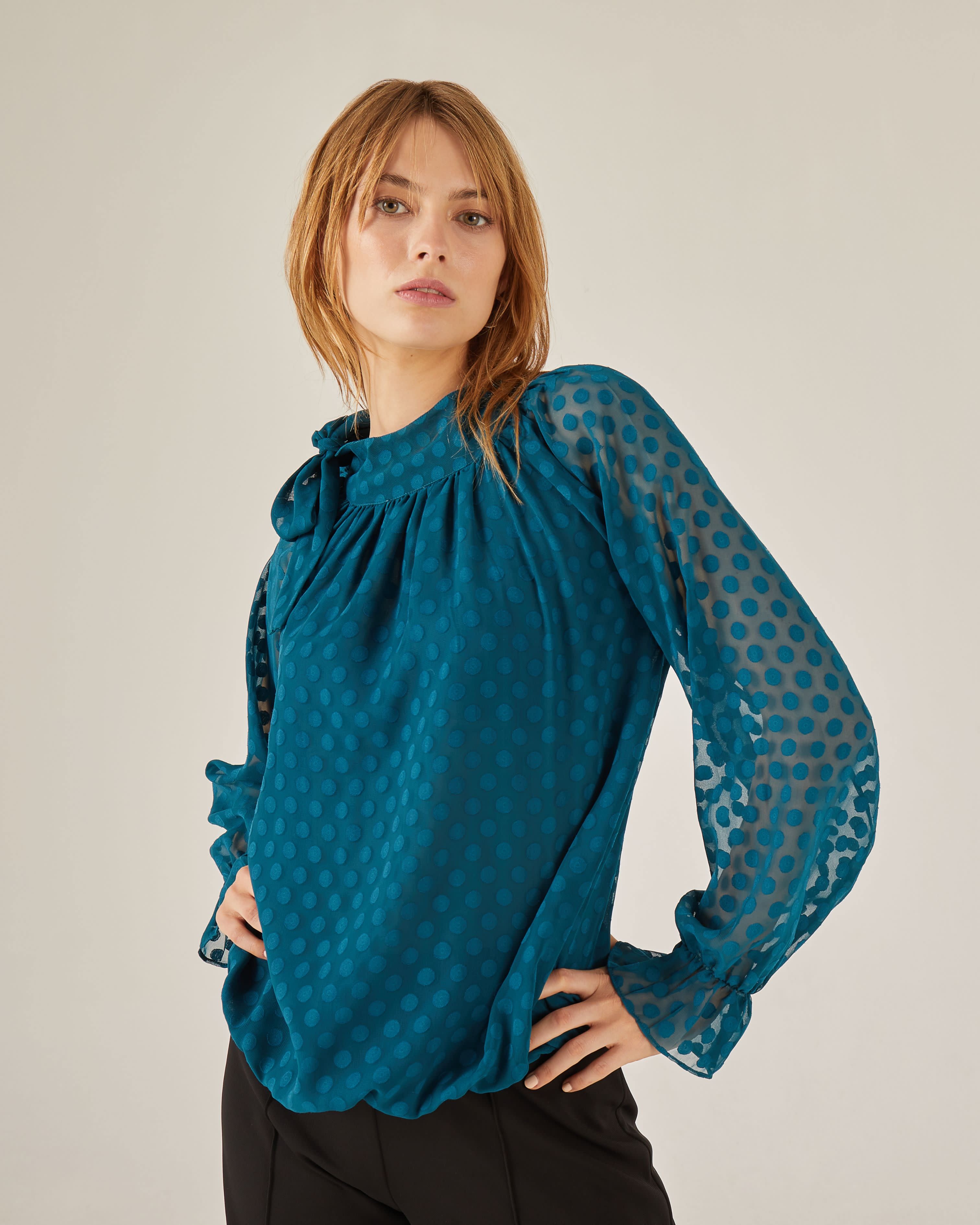 Long Sleeve Blouse With Lace Blue | NIZA | Wolf & Badger Long Sleeve Blouse With Lace Blue | NIZA | Wolf & Badger