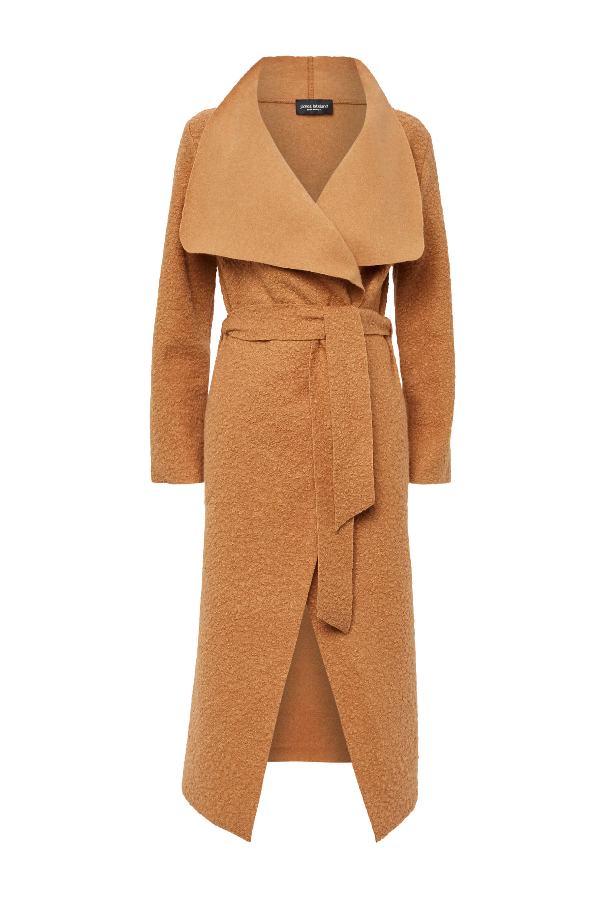 Large Lapel Collar Coat With Belt - Neutrals | James Lakeland