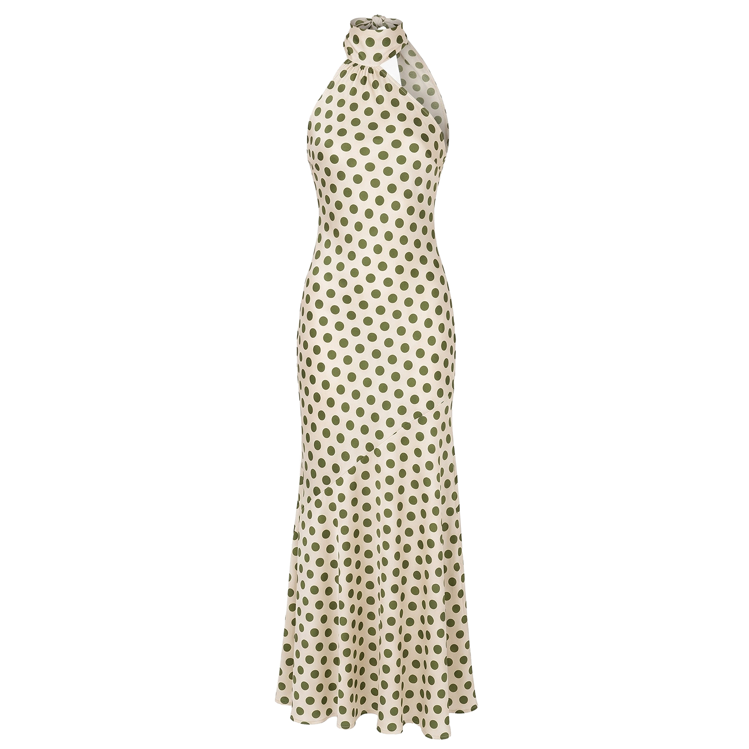 Baia Green Polka Dot Satin Halter Dress | AMY LYNN | Wolf & Badger