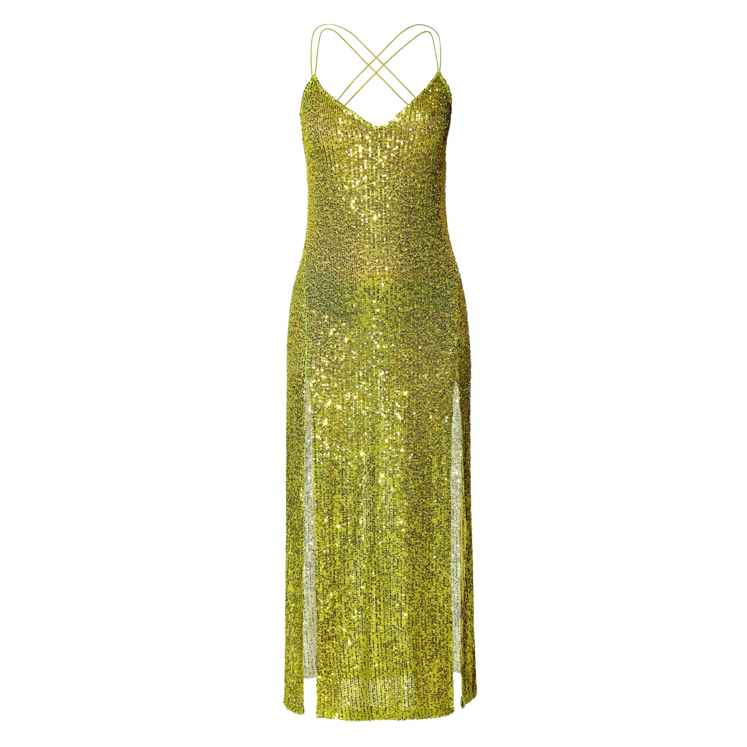 Aggi By Halewski Women's Yellow / Orange Eliza Lemon Sparkle Midi Sequin Dress In Yellow/orange