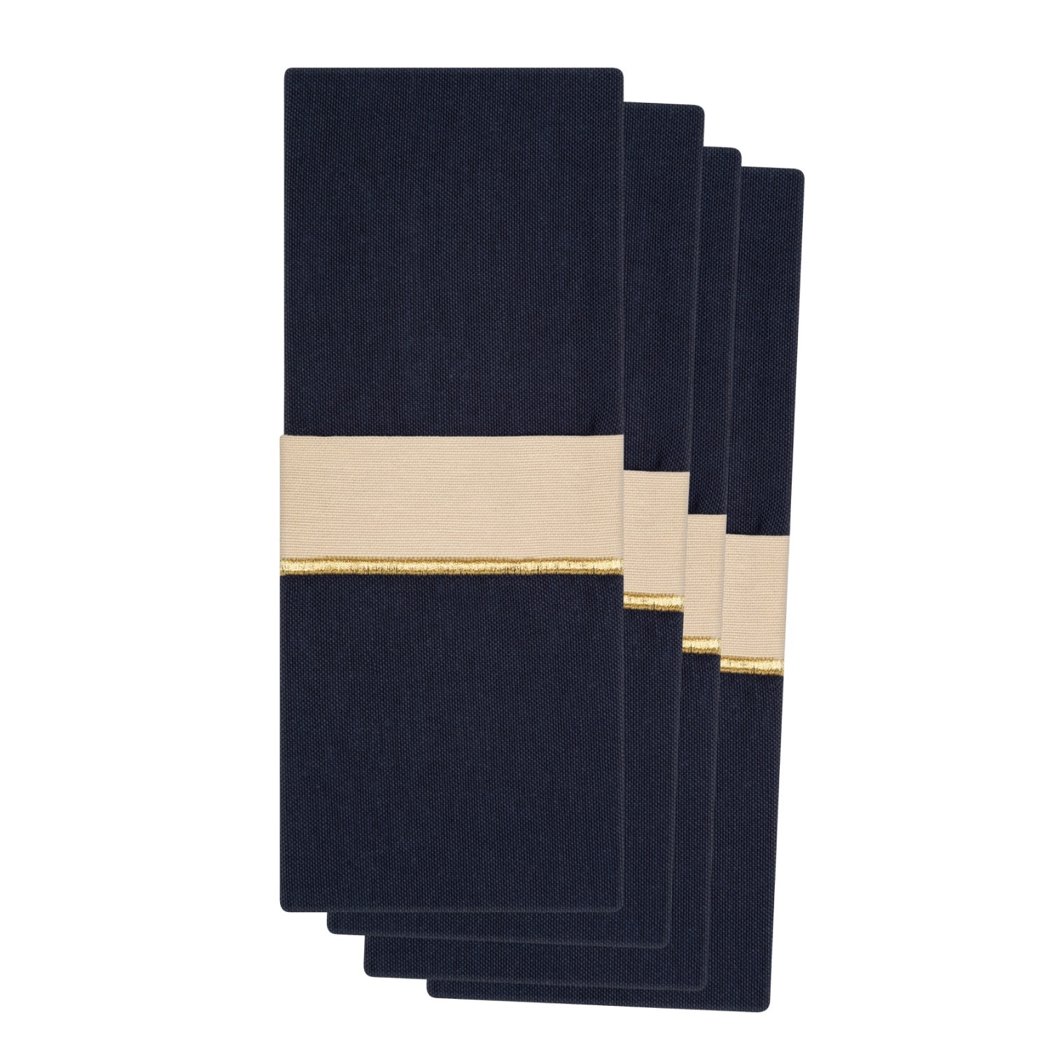 Roumélie Orientale Midnight Shine Navy Blue Detailed Cotton Cutlery Pouch - Set Of Four