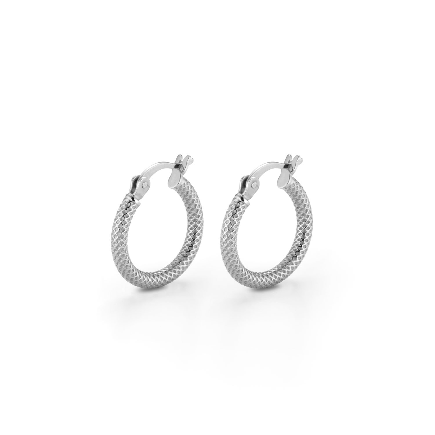 Nellou Jewellery Women's Hatch Hoop Earrings Sterling Silver
