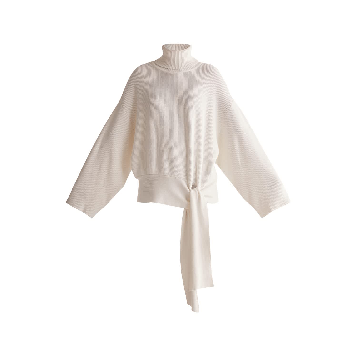 white oversized roll neck jumper