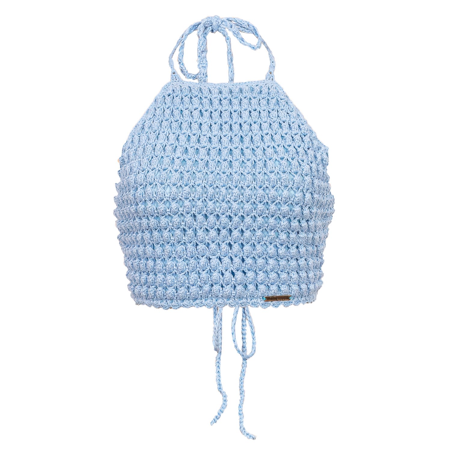 Women’s Sky Blue Crochet Crop Top One Size Tricult