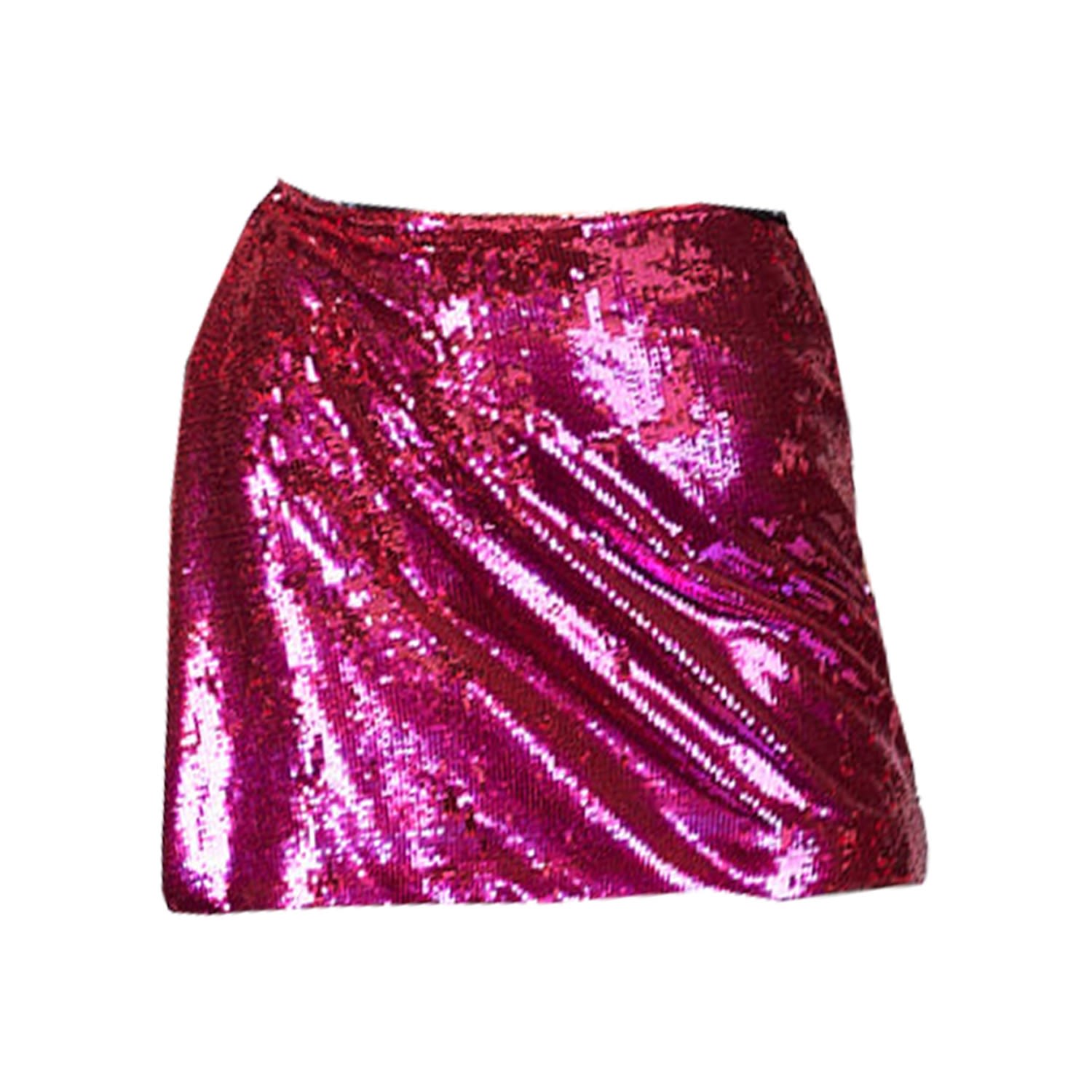 Women’s Pink / Purple Firey Pink Sequin High Slit Mini Skirt S/M Formula S7