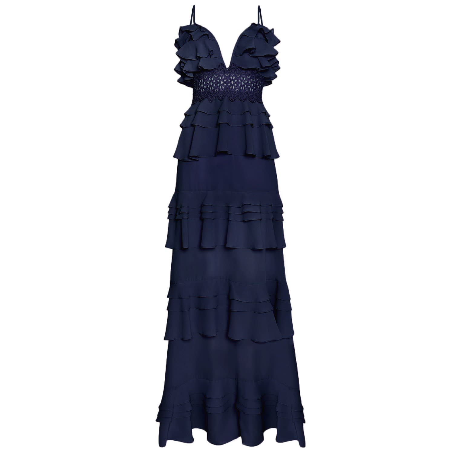 navy tiered maxi dress