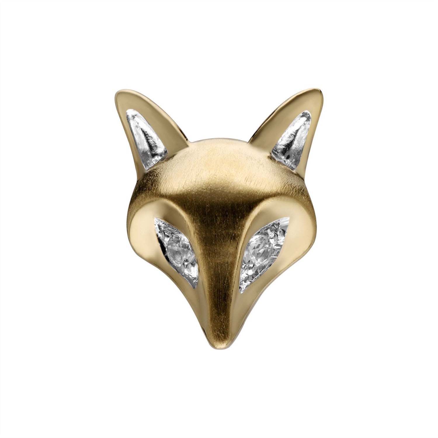 Women’s White / Gold Gardenia White Sapphire Fox Pin Gemondo