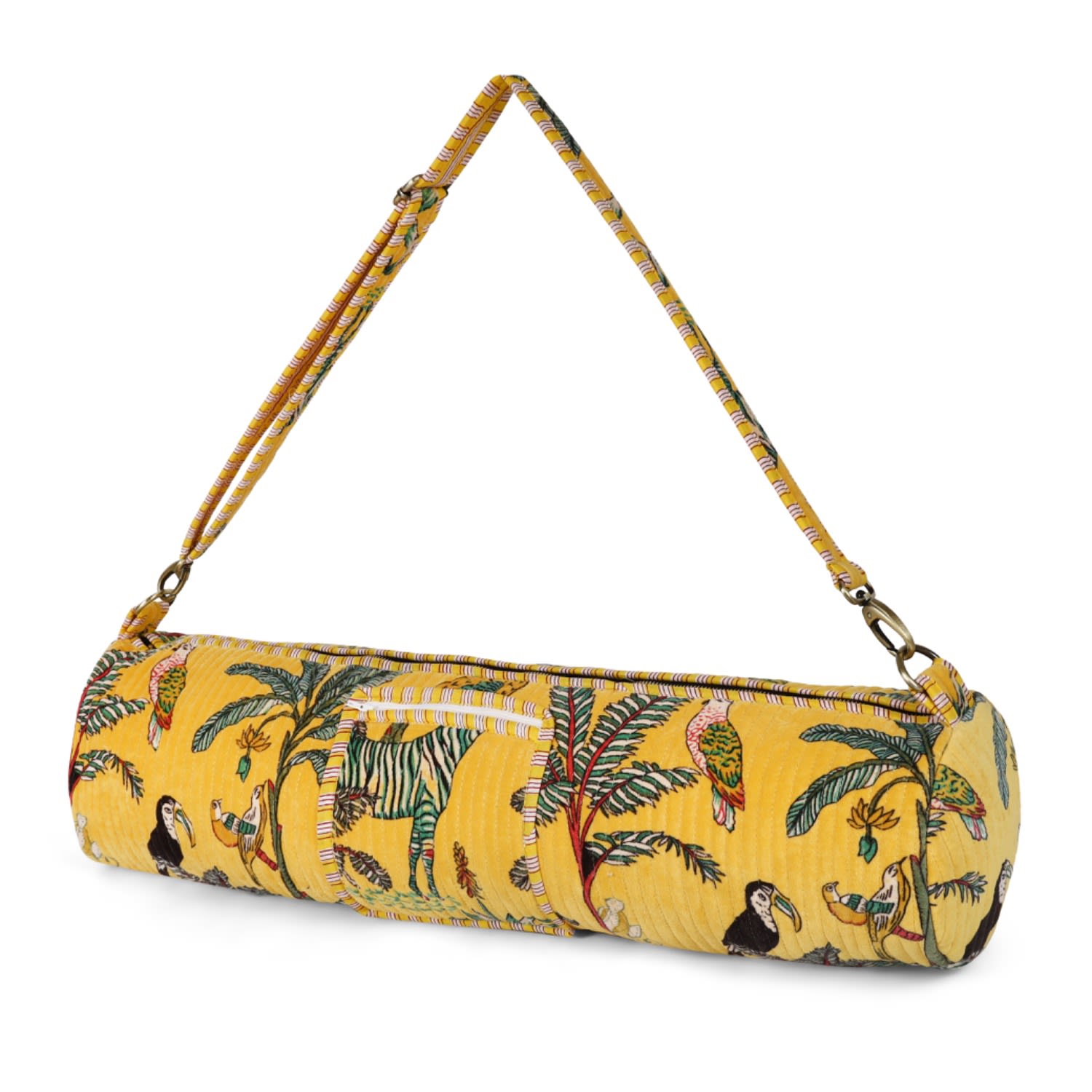 Conscious Yoga Collective Women's Green The Velvet Jungle Yoga Bag In Yellow