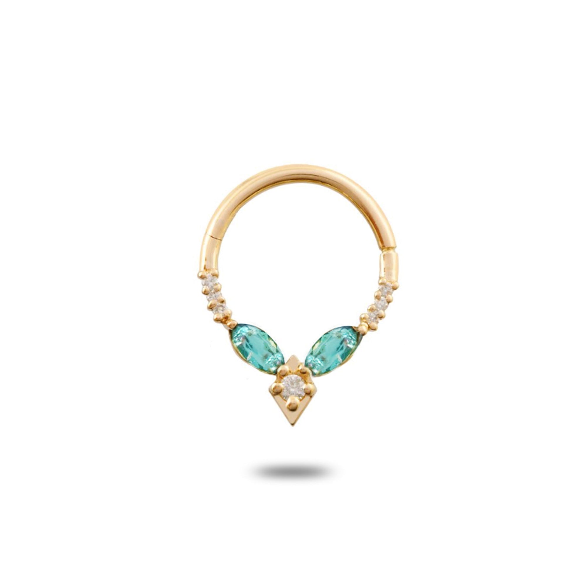 Zohreh V. Jewellery Women's Gold / Green Green Tourmaline & Diamond Daith Hoop 9k Gold