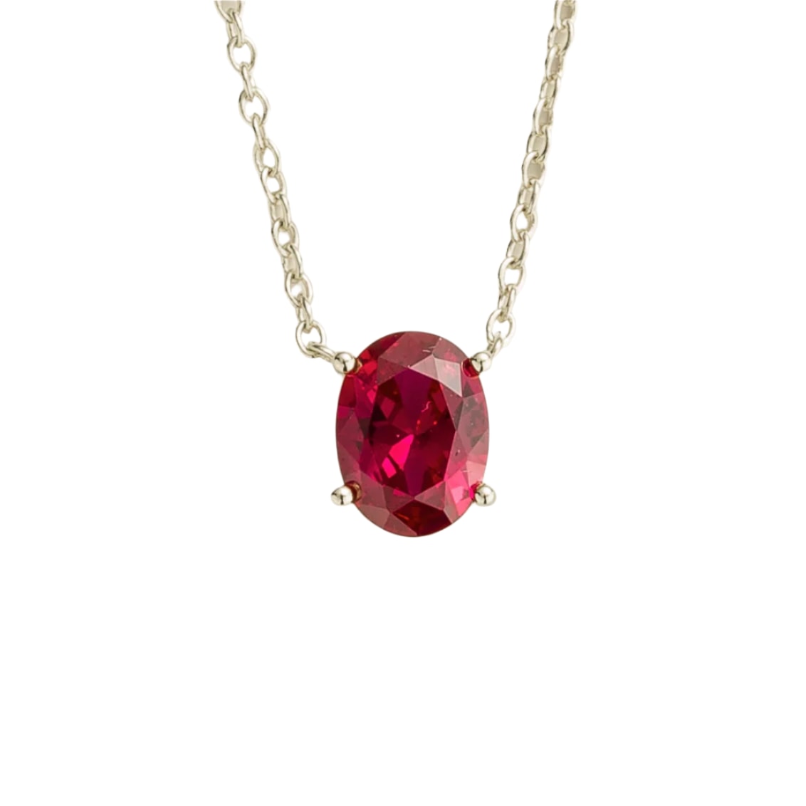 Juvetti Women's White / Red / Silver Ovo White Gold Necklace Set With Ruby