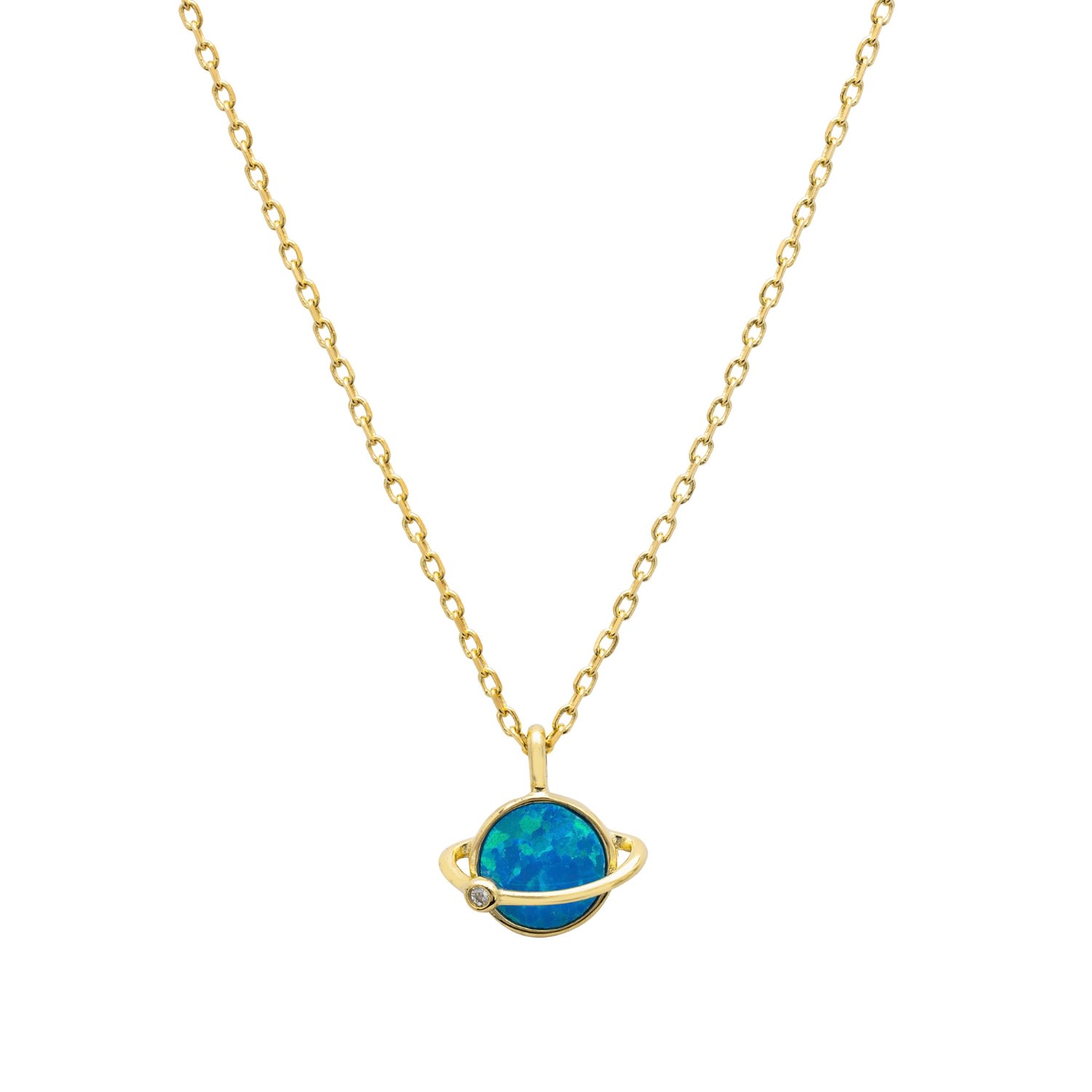 Women’s Blue / Yellow / Orange Saturn Galactic Opalite Necklace Gold Latelita