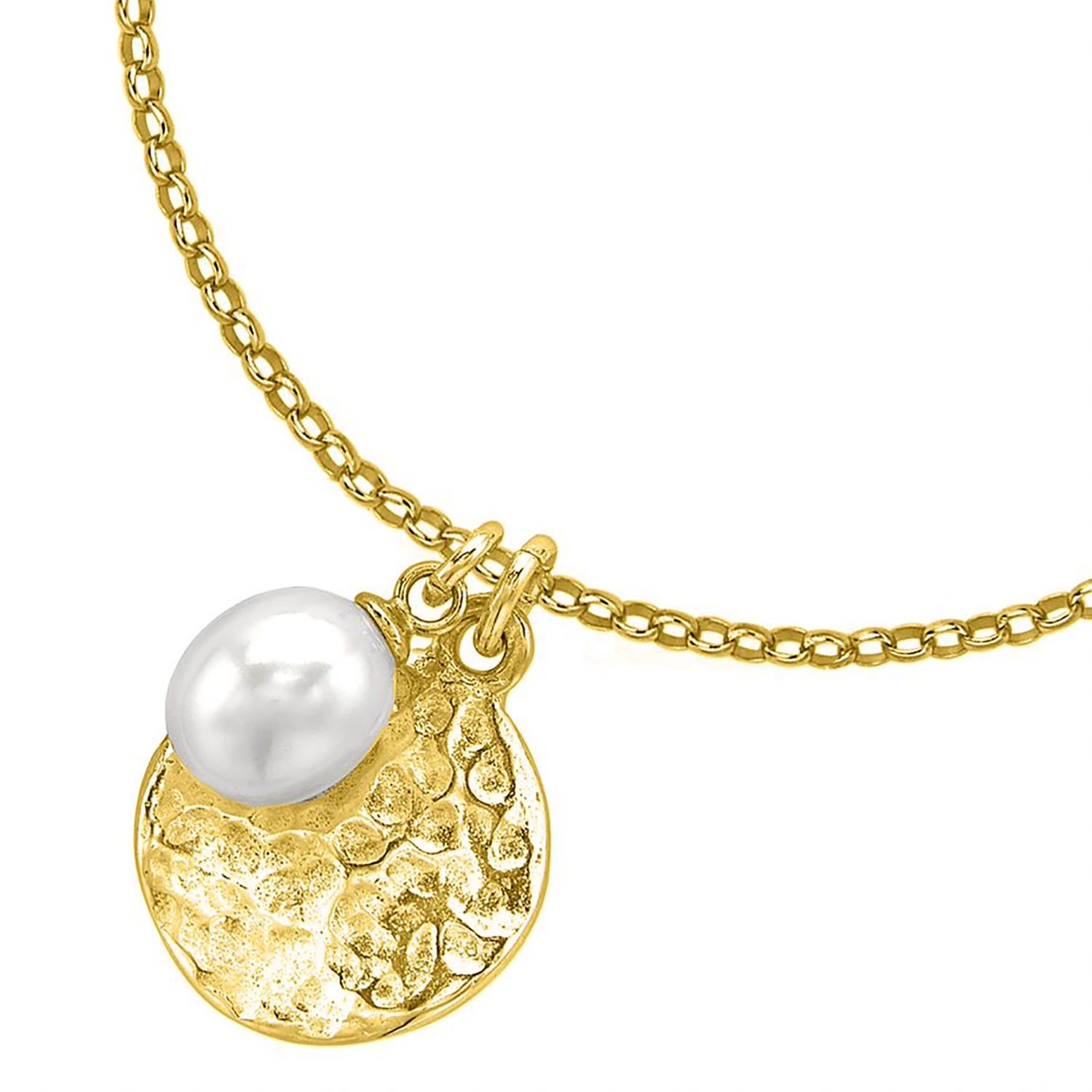 Women’s 18Ct Yellow Gold Vermeil Disc & Pearl Pendant Dower & Hall