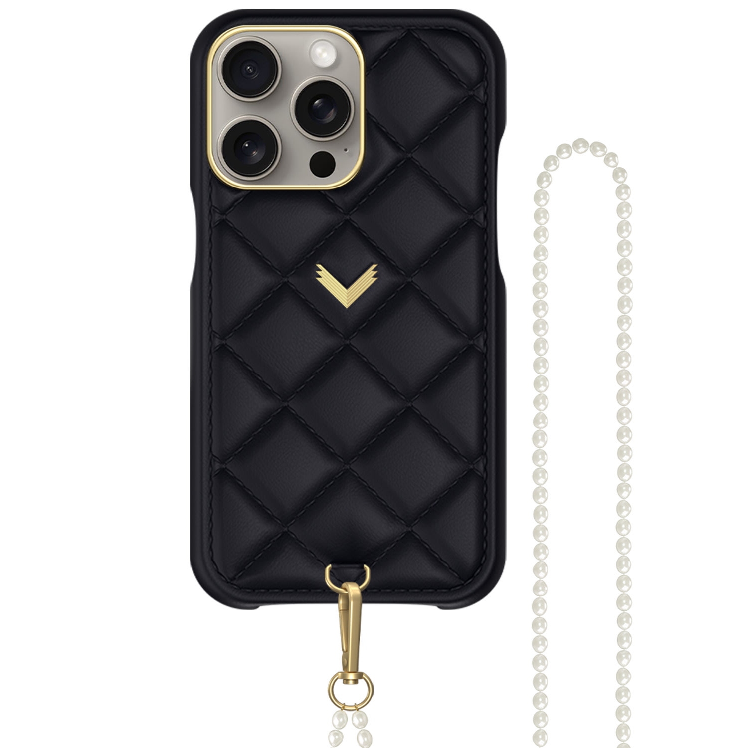 Calf Leather Phone Case, Kanda Texture, Purity Edition, Gold, Night Blue Iphone 15 Pro Max Velante