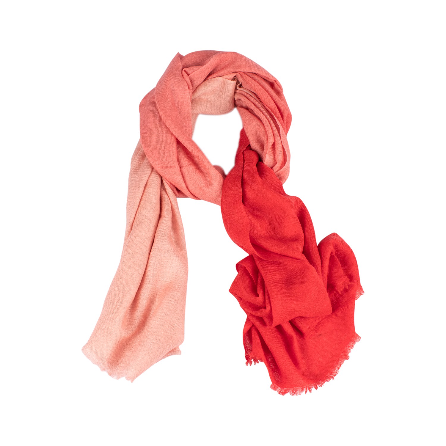 Women’s Handwoven Coral Red Ombr Cashmere Scarf Heritagemoda