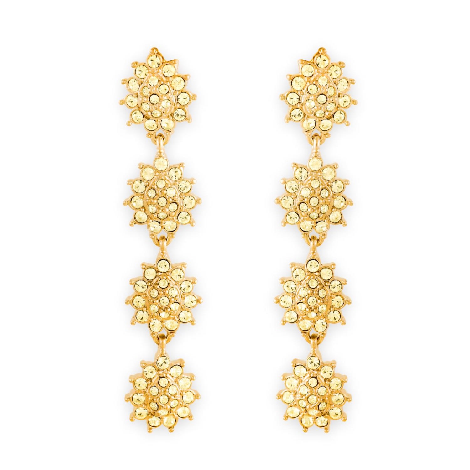 Grossé Women's Gold & Jonquil Crystal Flower Statement Drop Earrings, Series Gleam