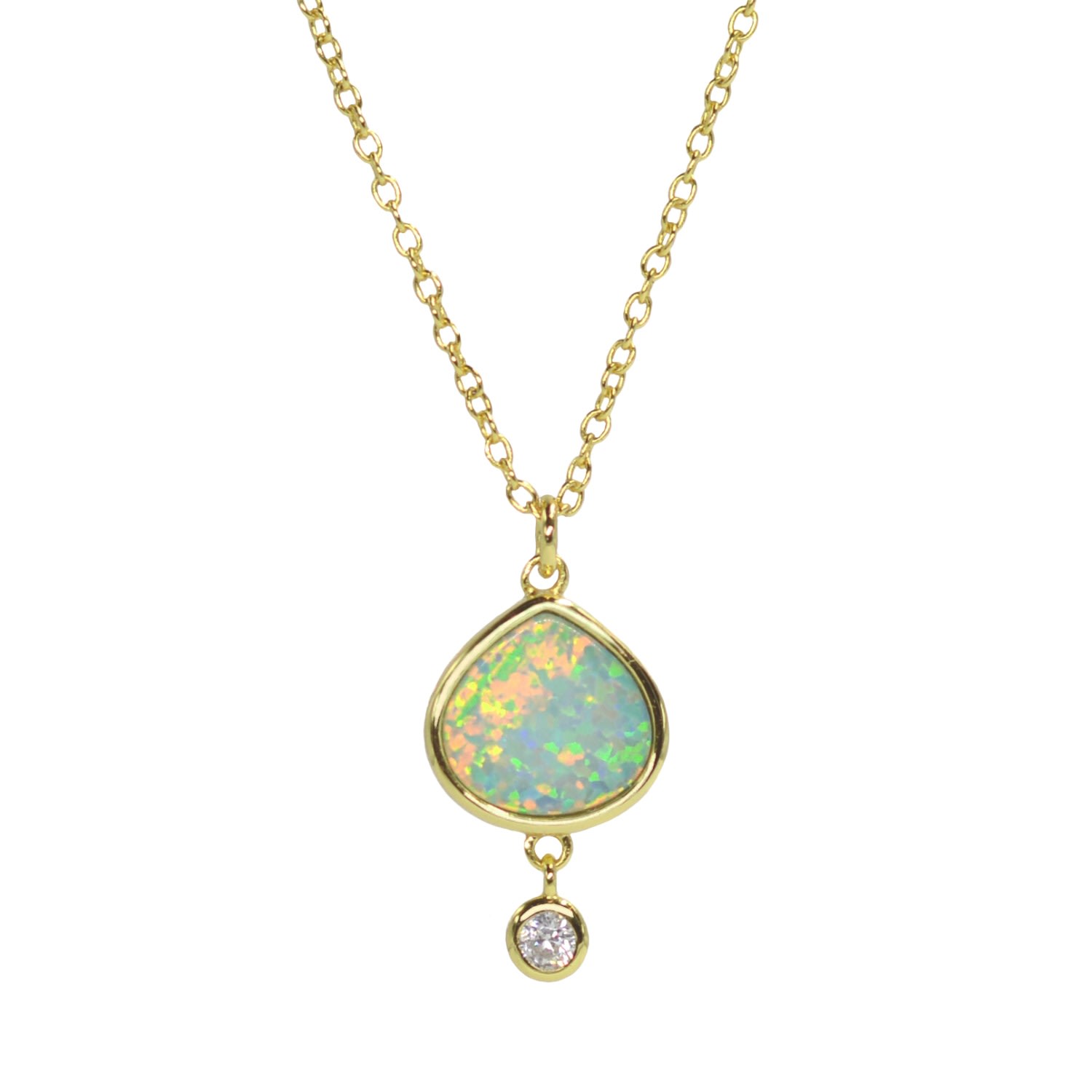 Kamaria Women's Best Friend Green Opal Pear Necklace With Crystal Drop In Multi