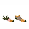Peper Harow - Made In England Cream Mayfair & Mustard Oxford Stripe Men's Trainer Socks - 2 Pack In Trainer