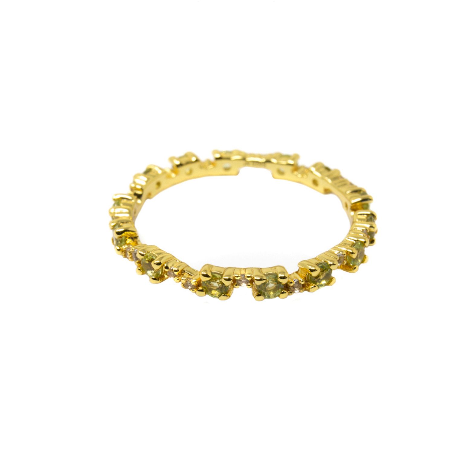 Nasi Silver Women's Green / White Nobody's Perfect Eternity Ring- Peridot & White Topaz, Gold In Gold