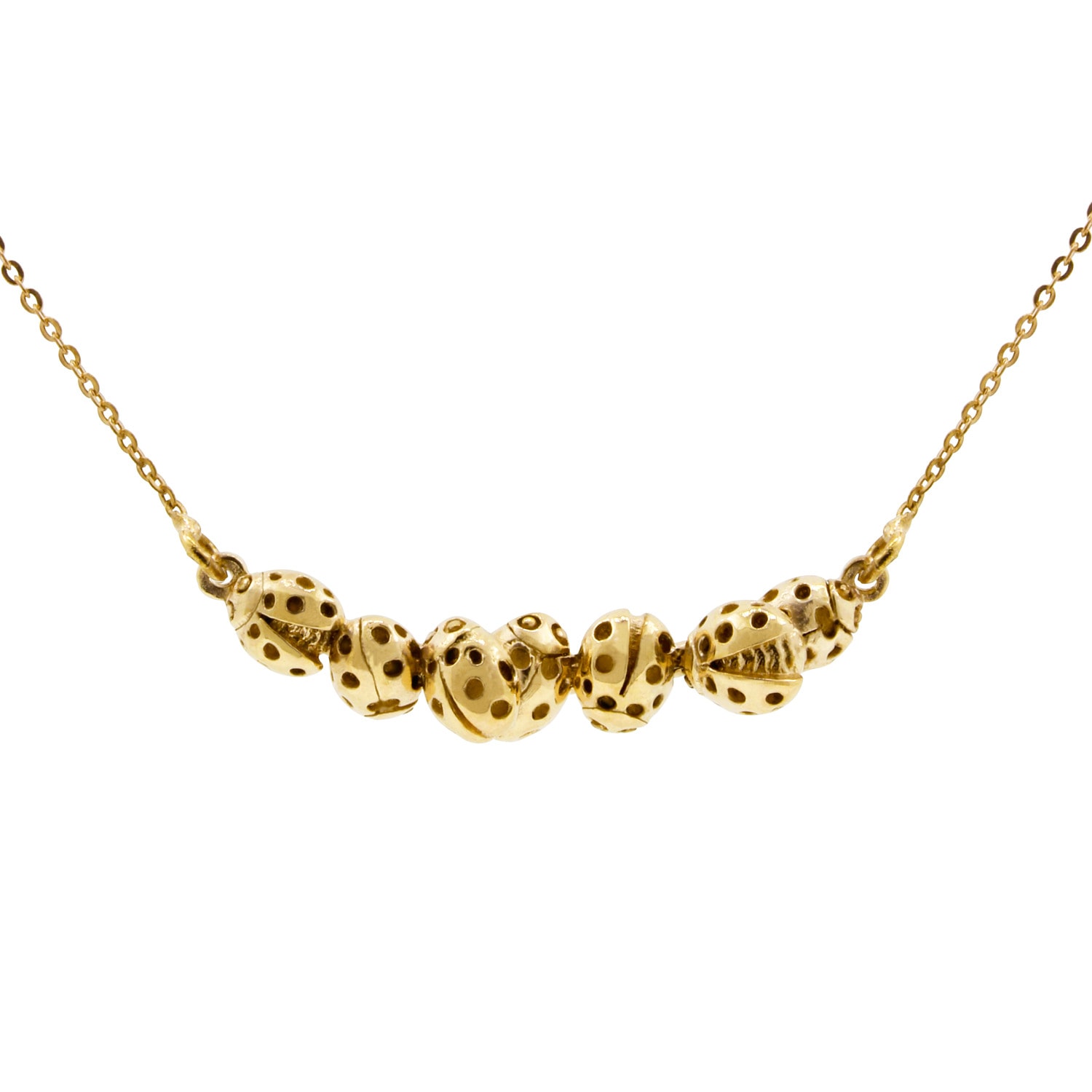 Lee Renee Loveliness Of Ladybirds Necklace – Gold In Gray