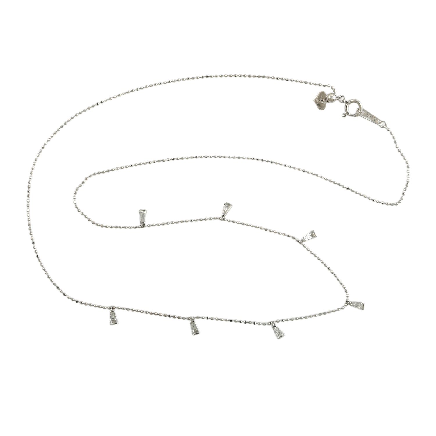Artisan Women's Tapered Diamond Beaded Princess Necklace In White Gold – Graceful Fine Jewelry In White