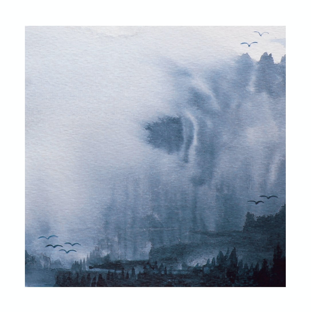 Rosanna Corfe Ethereal Blue Abstract Landscape Art Print In Blue