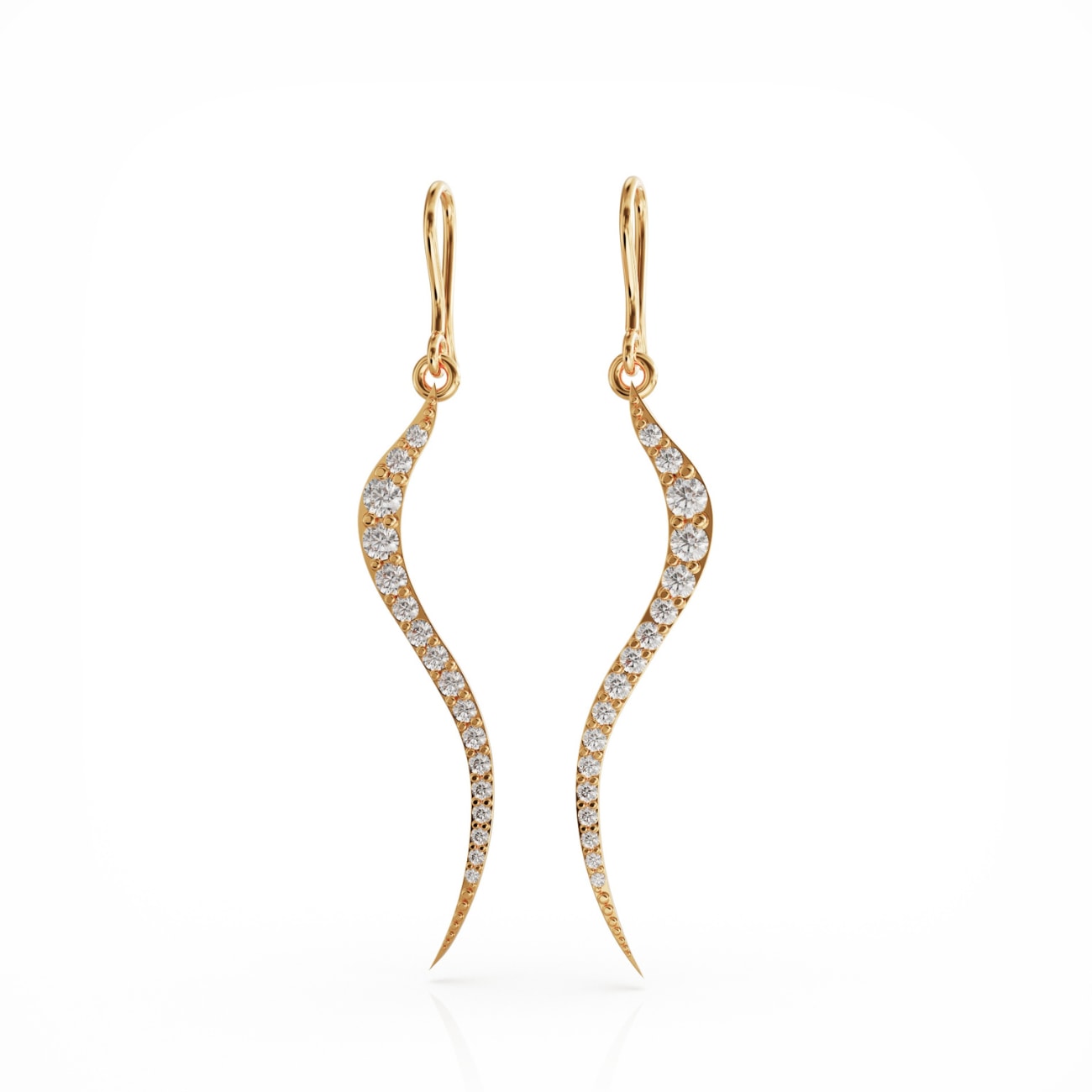 Linda Fiore Women's Gold / White Swirl Earrings Gold Vermeil With Clear Cz