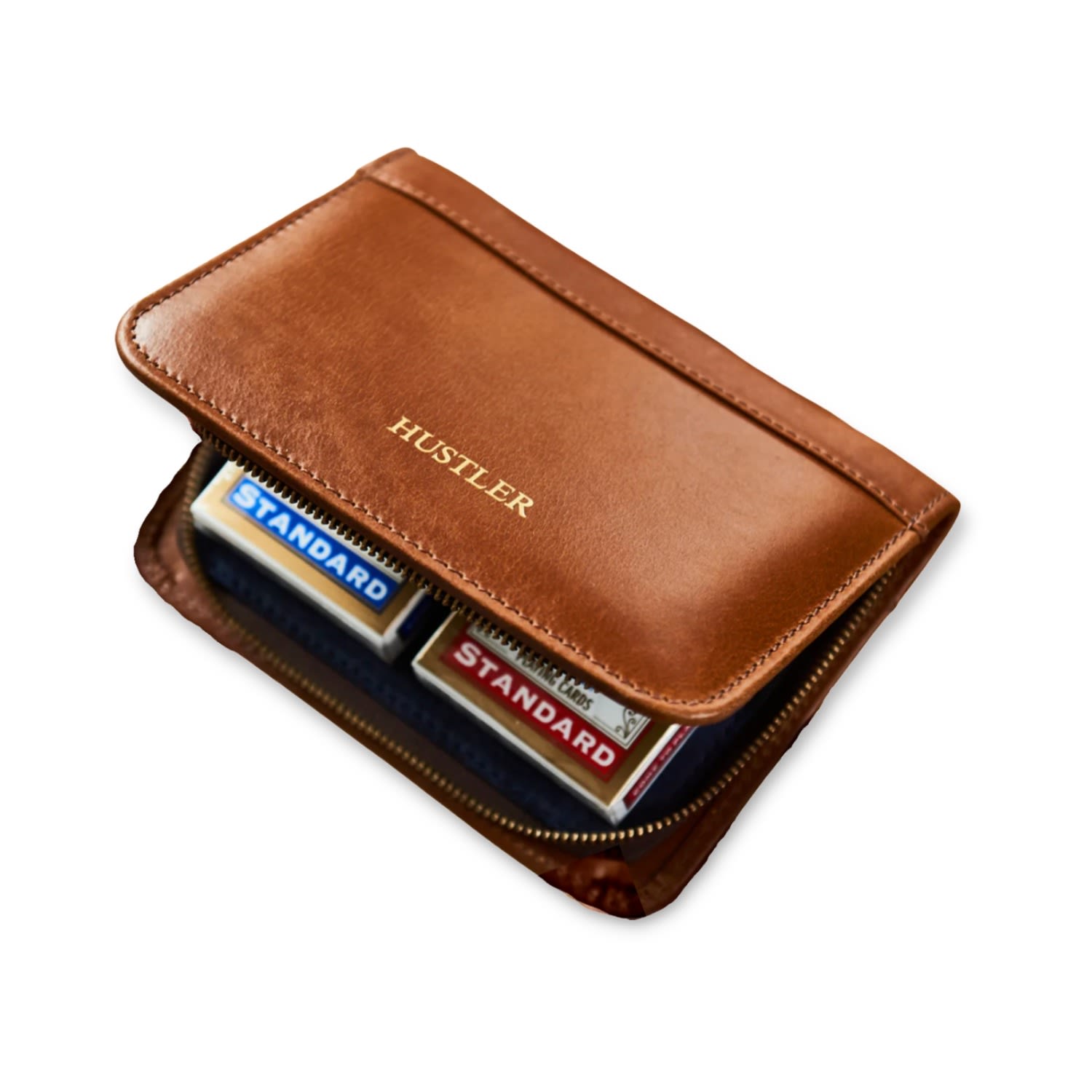 Brown Leather Playing Card Holder- Hustler Vida Vida