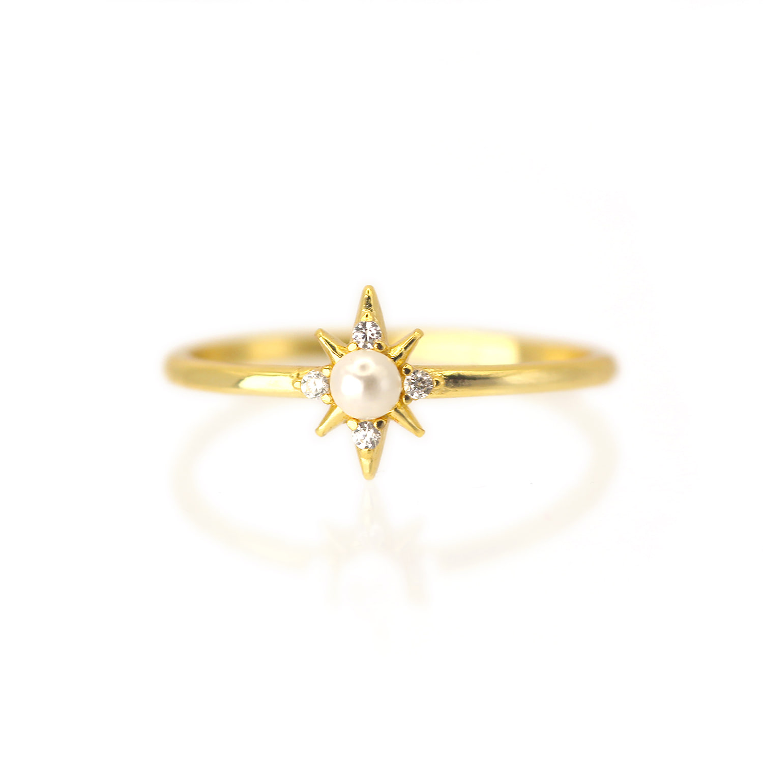 Vicstonenyc Fine Jewelry Women's Northern Star Pearl And Diamond Yellow Gold Ring