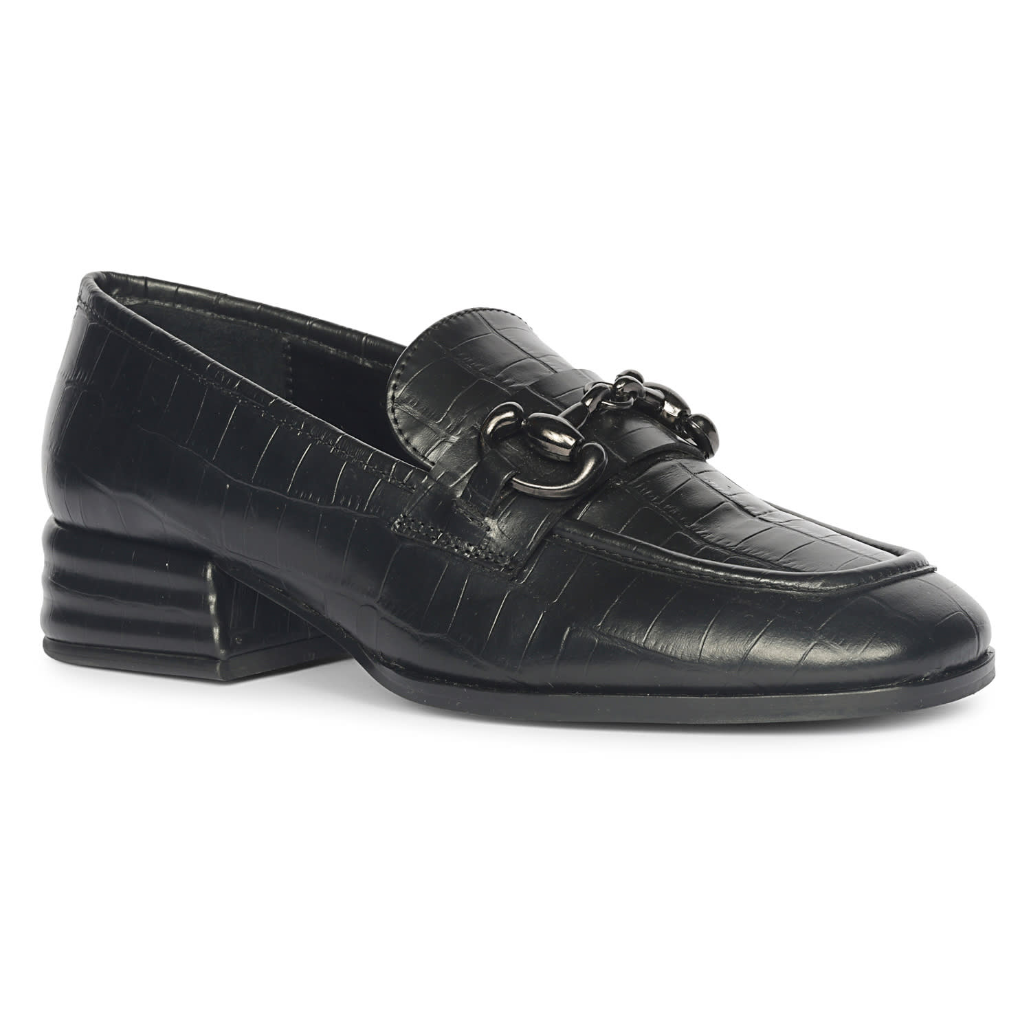 Saint G Women's Black Jacqueline Croco - Heeled Loafers