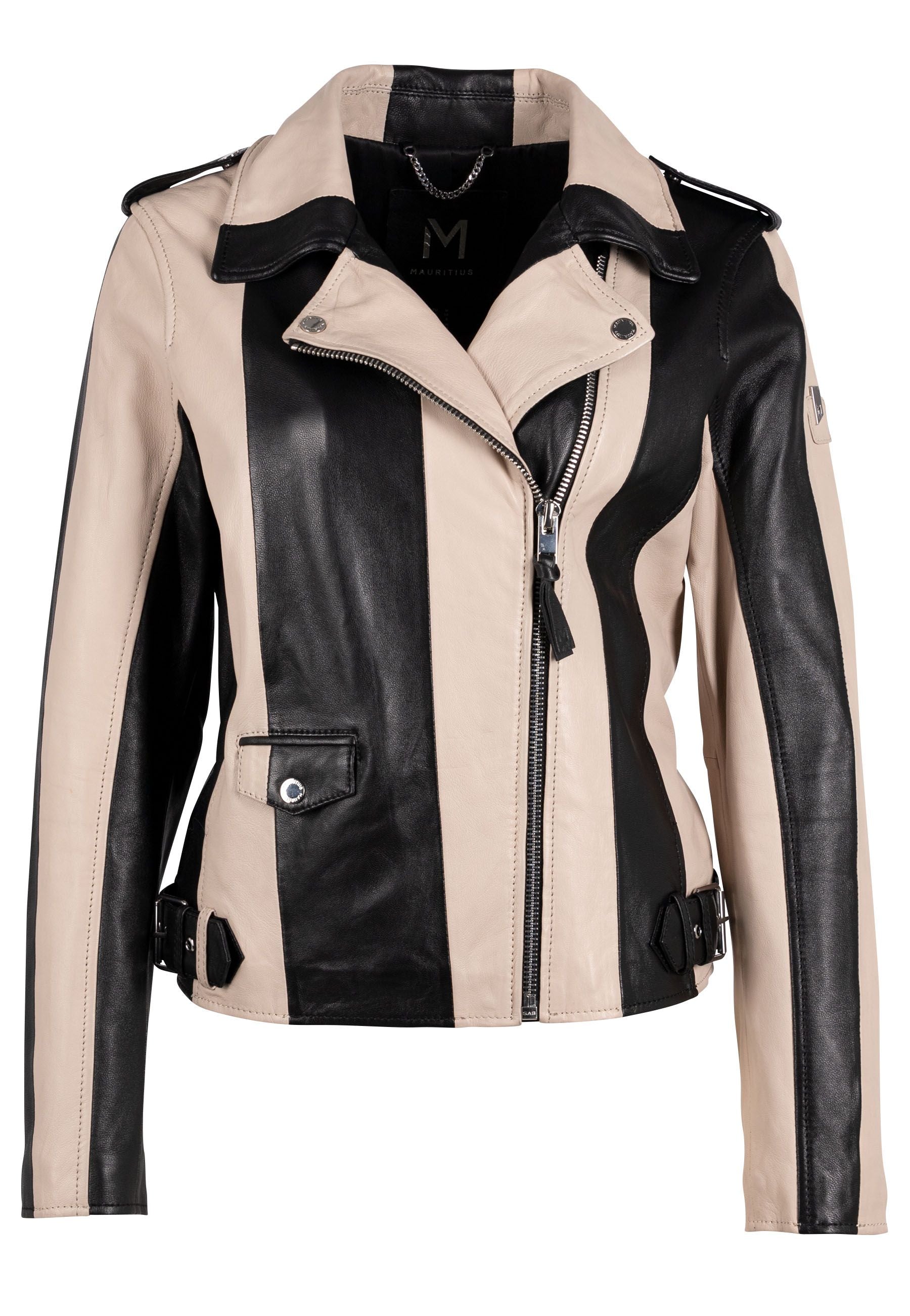 Mauritius Women's Armilla Cf Leather Jacket, Black & Beige