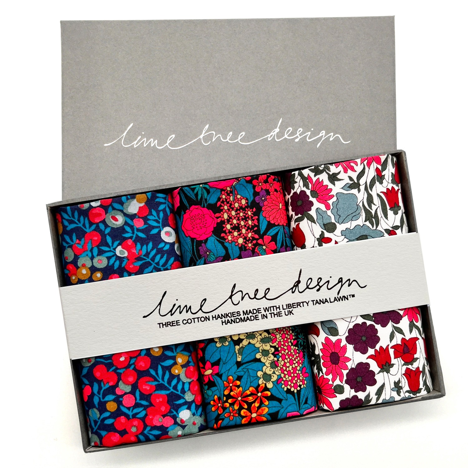 Lime Tree Design Men's Three Hankies Made With Liberty Fabric - Sangria In Pink