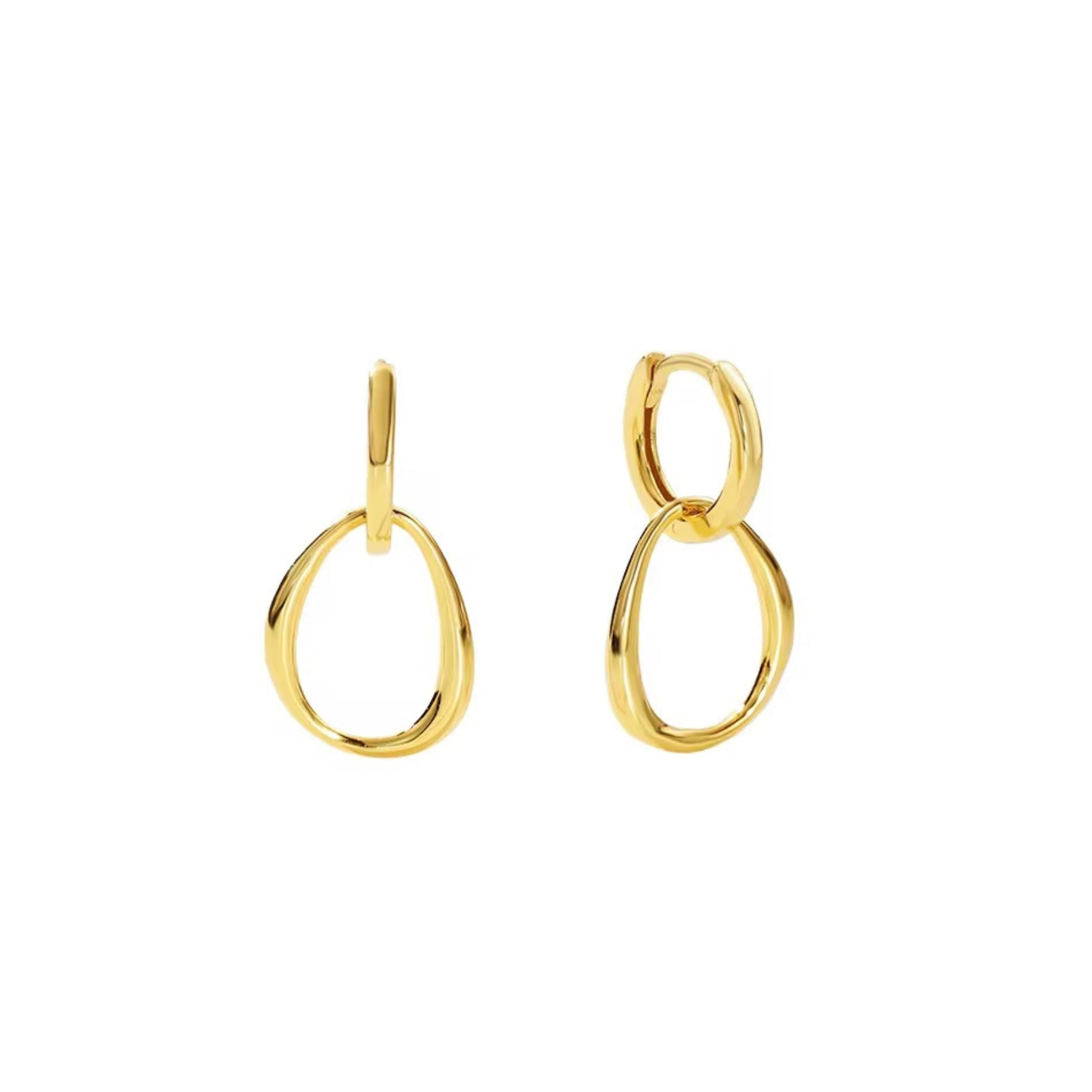 Nazzar Women's Gold Organic Double Link Earrings